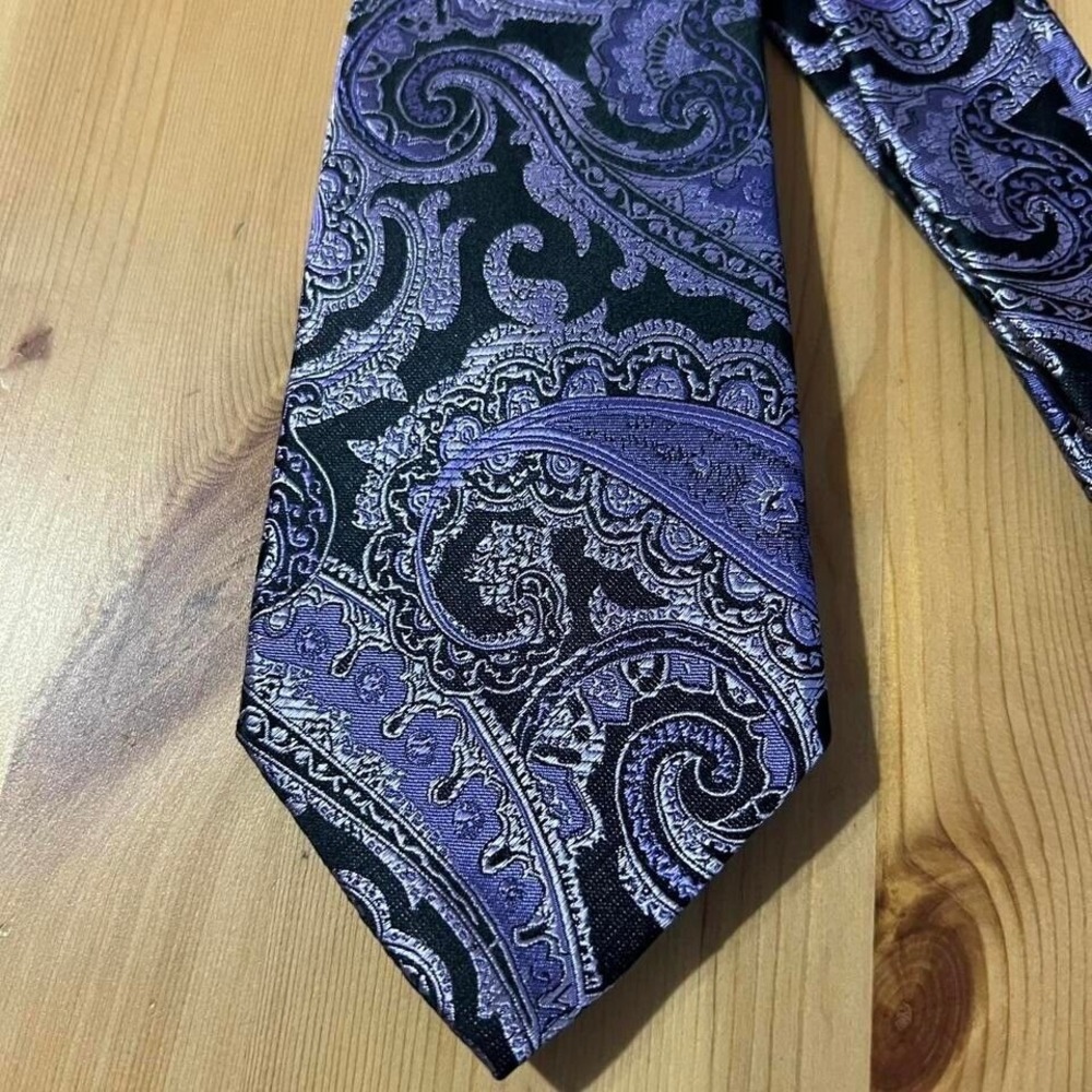 Jones New York Paisley Necktie Purple Black‎ Patterned Casual Party 0354